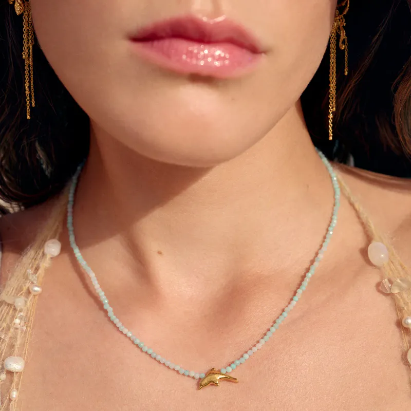 Maanesten Tiki halskjede Forgylt