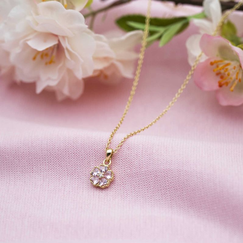 Prinsesse Smykke i sølv med rosa zirkonia blomst