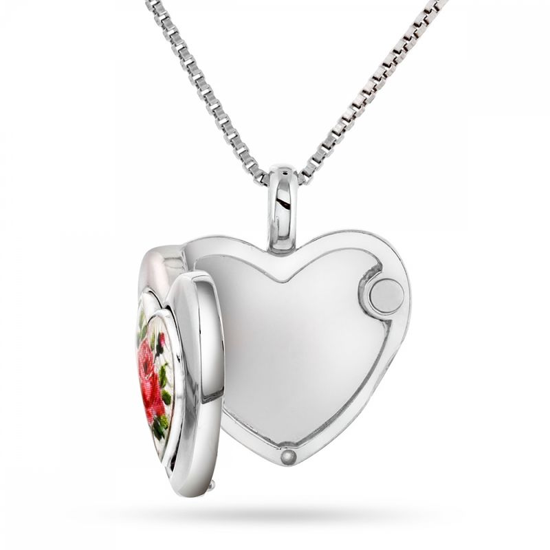 Medaljong i sølv - Rosemotiv