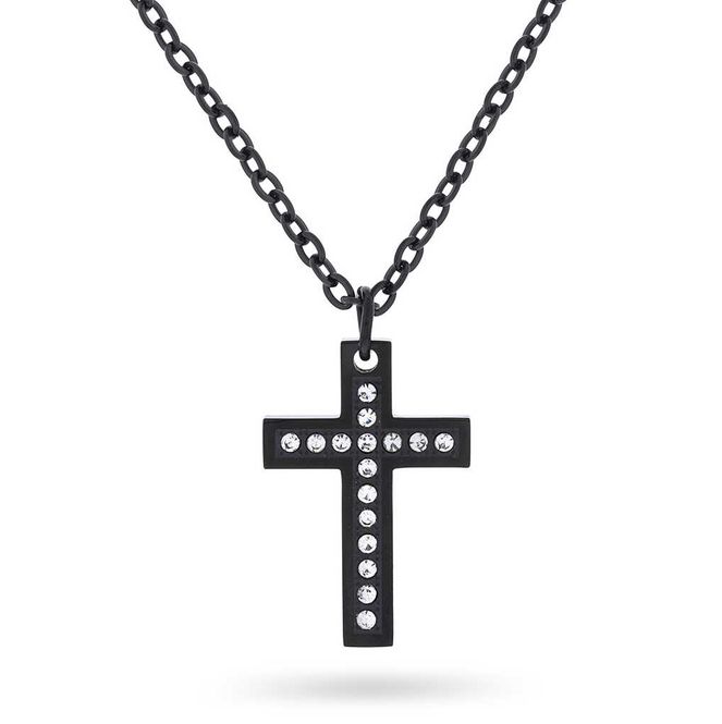 Hovedbilde Kors i sort stål med zirkonia