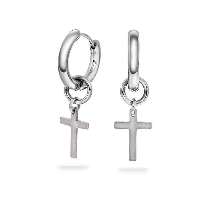 Hovedbilde Kors øreringer i stål