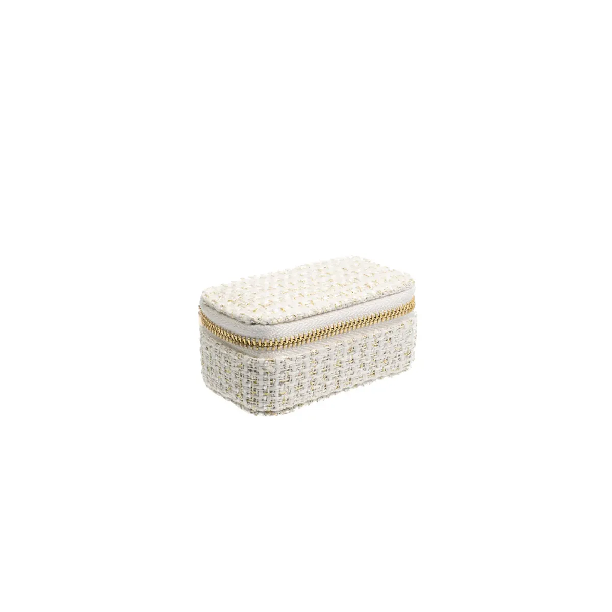 Dark Velvet Smykkeskrin micro Tweed Off White  med gull