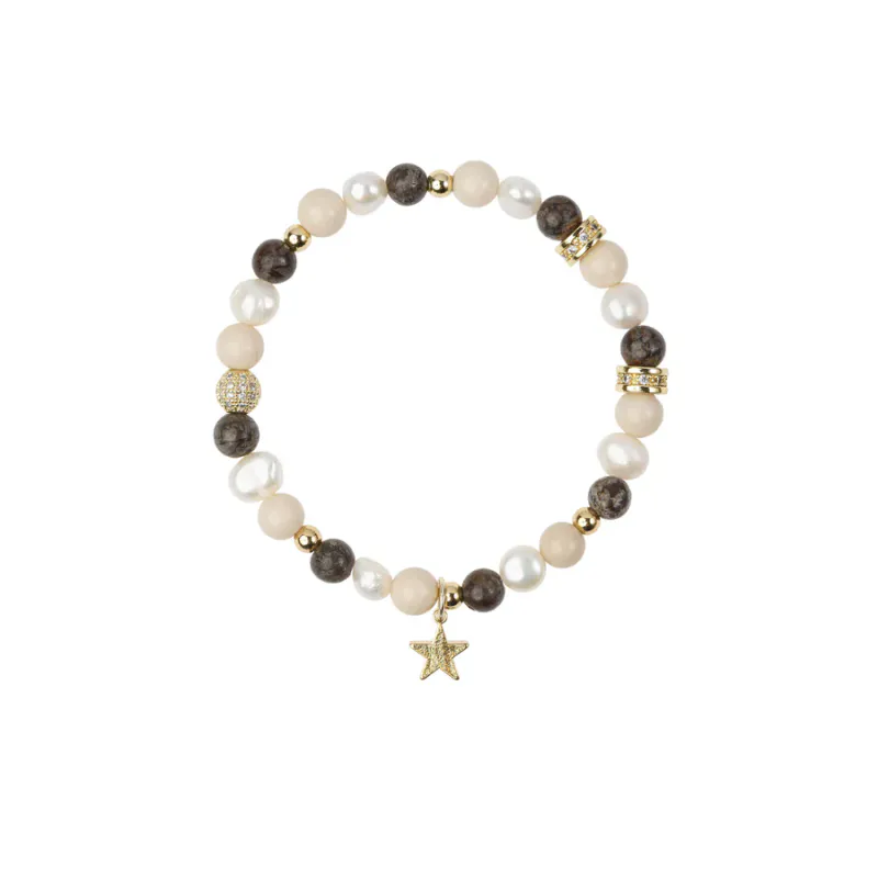 DARK Stone Bead armbånd natur mix
