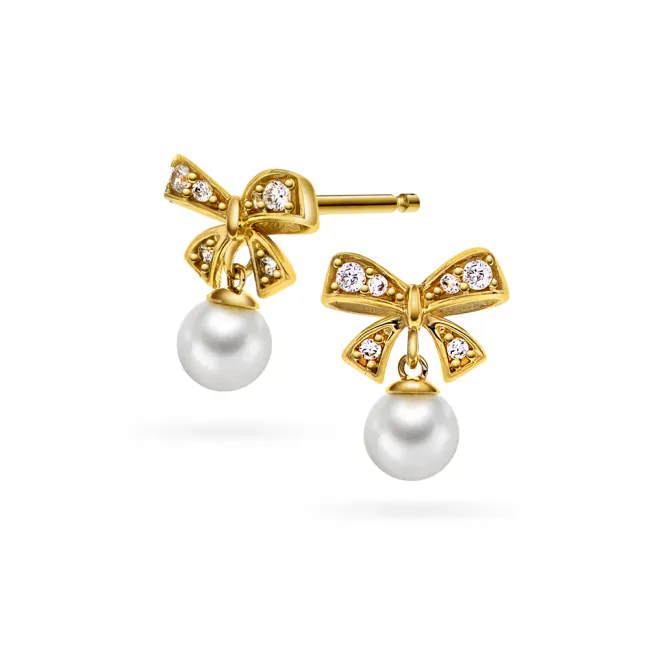 Hovedbilde Ørepynt Sløyfe i gull med ...