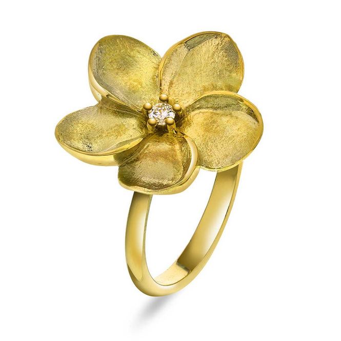 Hovedbilde EC blomst gult gull ring med ...
