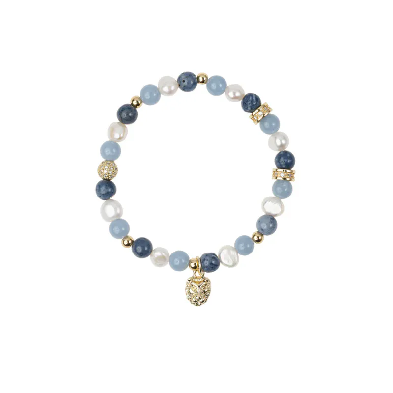 DARK Stone Bead armbånd blå mix