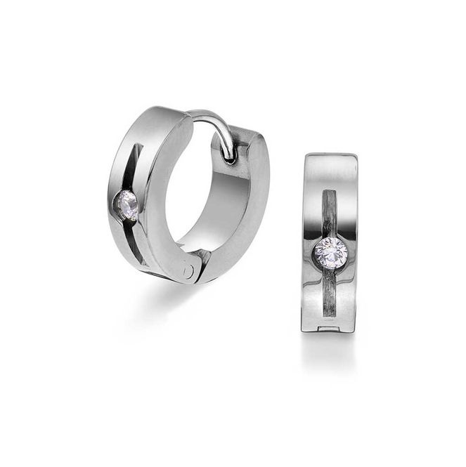Hovedbilde Øreringer i stål med zirkonia