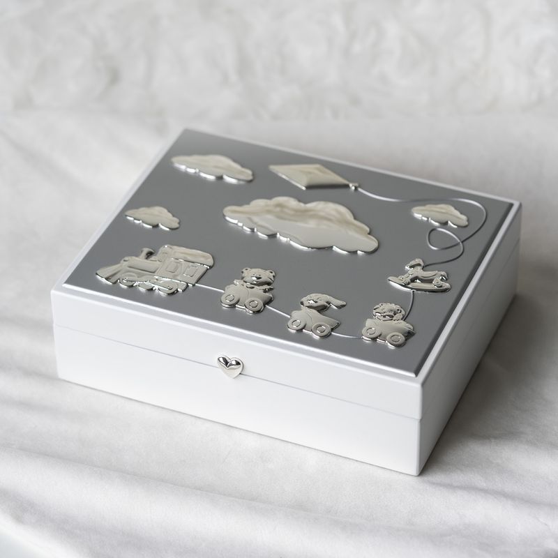 Mitt første skrin hvit med bamser og skyer