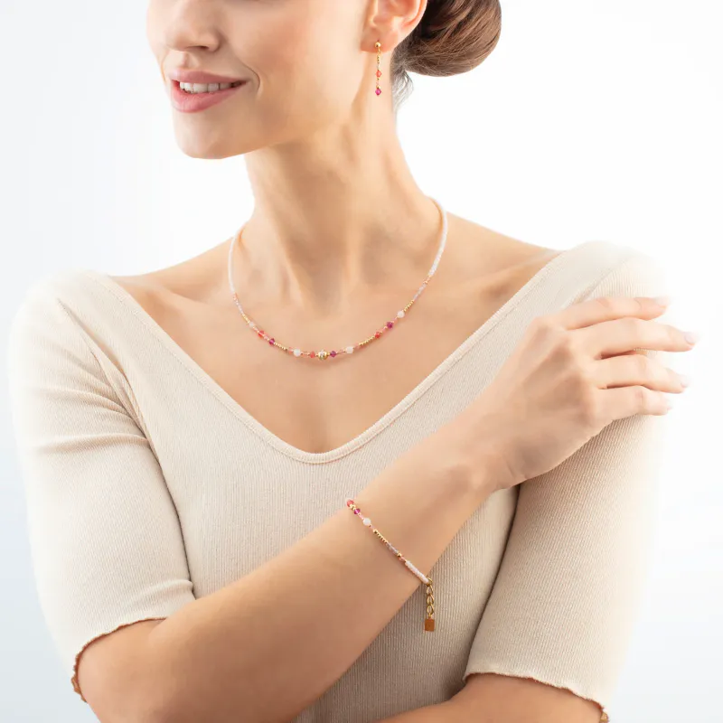 Cæur de lion Sphere mix rosa armbånd gull