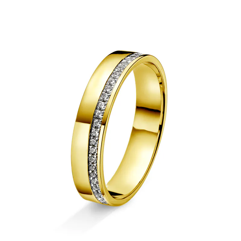 Amore giftering i 14kt gult gull 4,5mm med diamant tw/si 0.15ct 