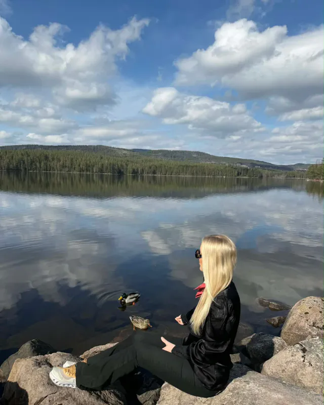 NORDlysblusen - Sort med sort broderi