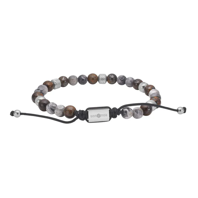 Son of Noa Steinarmbånd brun og grå mix stål